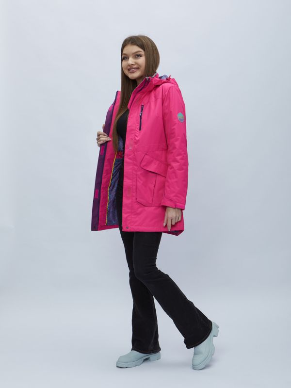 Women's pink hooded parka 551996R